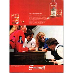 1981 Smirnoff Vodka Vintage Print Ad Glee Club Piano Singing Friends Wall Art